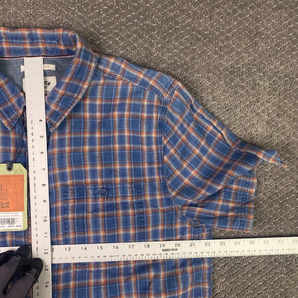 Fat Face Short Sleeve Kettering Check Shirt Men's Large Button Up Blue Indigo - Picture 10 of 12